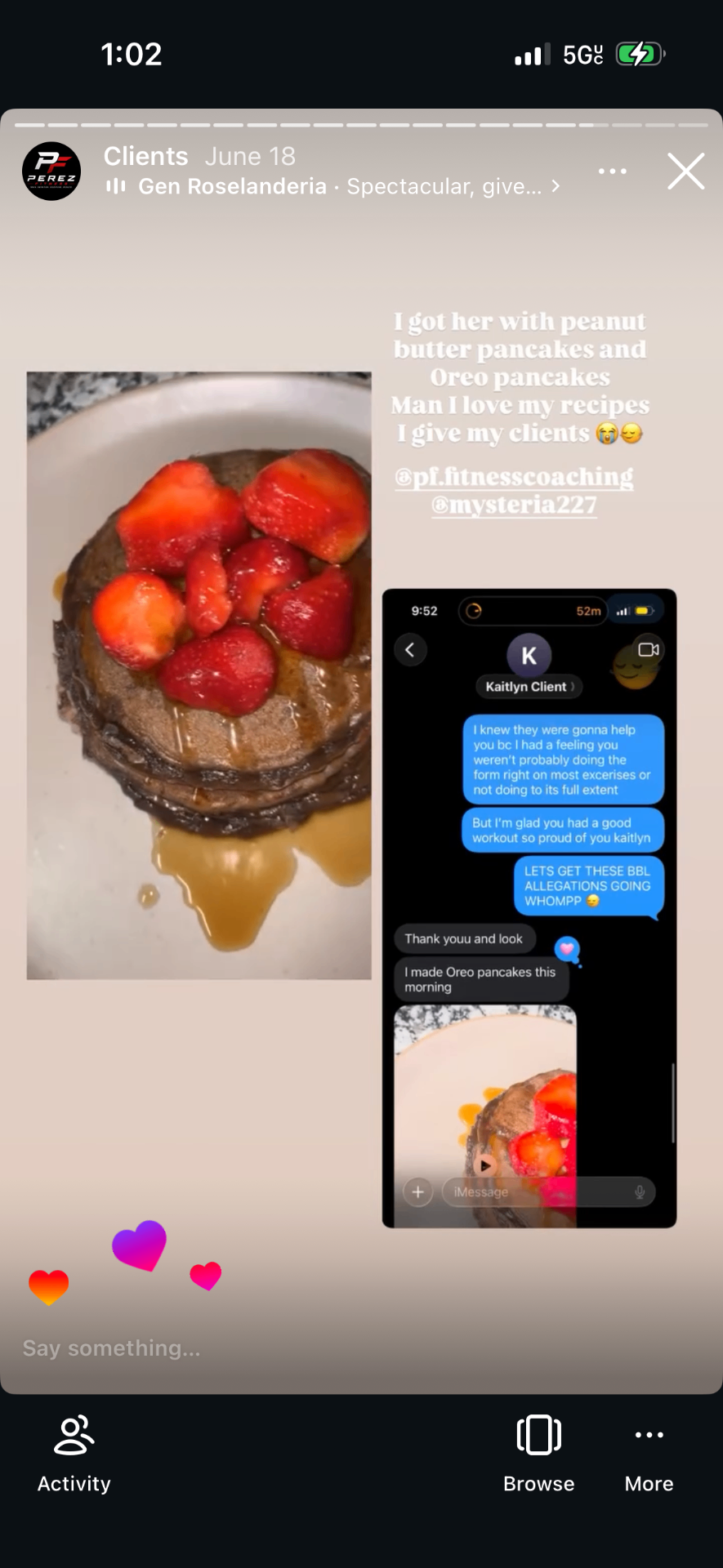 Client screenshot from Kaitlyn